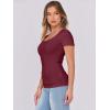 imageANRABESS Women Short Sleeve Tops Scoop Neck Ribbed Knit Slim Fitted Basic Tee Shirt Casual Summer Clothes 2026 Spring OutfitsDeep Red