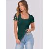 imageANRABESS Women Short Sleeve Tops Scoop Neck Ribbed Knit Slim Fitted Basic Tee Shirt Casual Summer Clothes 2026 Spring OutfitsForest Green