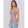 imageANRABESS Women Short Sleeve Tops Scoop Neck Ribbed Knit Slim Fitted Basic Tee Shirt Casual Summer Clothes 2026 Spring OutfitsGrey Pink