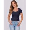 imageANRABESS Women Short Sleeve Tops Scoop Neck Ribbed Knit Slim Fitted Basic Tee Shirt Casual Summer Clothes 2026 Spring OutfitsNavy Blue