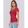 imageANRABESS Women Short Sleeve Tops Scoop Neck Ribbed Knit Slim Fitted Basic Tee Shirt Casual Summer Clothes 2026 Spring OutfitsRed