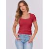 imageANRABESS Women Short Sleeve Tops Scoop Neck Ribbed Knit Slim Fitted Basic Tee Shirt Casual Summer Clothes 2026 Spring OutfitsRed