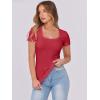 imageANRABESS Women Short Sleeve Tops Scoop Neck Ribbed Knit Slim Fitted Basic Tee Shirt Casual Summer Clothes 2026 Spring OutfitsRed