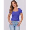 imageANRABESS Women Short Sleeve Tops Scoop Neck Ribbed Knit Slim Fitted Basic Tee Shirt Casual Summer Clothes 2026 Spring OutfitsRoyal Blue
