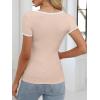 imageANRABESS Women Short Sleeve Tops Square Neck Ribbed Knit Color Block T Shirts Fitted Casual Summer 2026 Trendy Basic TeesApricot