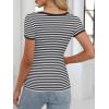 imageANRABESS Women Short Sleeve Tops Square Neck Ribbed Knit Color Block T Shirts Fitted Casual Summer 2026 Trendy Basic TeesBlack White Stripe