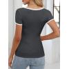 imageANRABESS Women Short Sleeve Tops Square Neck Ribbed Knit Color Block T Shirts Fitted Casual Summer 2026 Trendy Basic TeesDark Gray