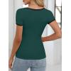 imageANRABESS Women Short Sleeve Tops Square Neck Ribbed Knit Color Block T Shirts Fitted Casual Summer 2026 Trendy Basic TeesDeep Green