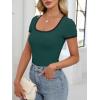 imageANRABESS Women Short Sleeve Tops Square Neck Ribbed Knit Color Block T Shirts Fitted Casual Summer 2026 Trendy Basic TeesDeep Green