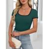 imageANRABESS Women Short Sleeve Tops Square Neck Ribbed Knit Color Block T Shirts Fitted Casual Summer 2026 Trendy Basic TeesDeep Green