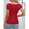 imageANRABESS Women Short Sleeve Tops Square Neck Ribbed Knit Color Block T Shirts Fitted Casual Summer 2026 Trendy Basic TeesDeep Red
