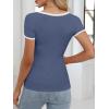 imageANRABESS Women Short Sleeve Tops Square Neck Ribbed Knit Color Block T Shirts Fitted Casual Summer 2026 Trendy Basic TeesDusty Blue