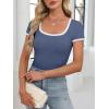 imageANRABESS Women Short Sleeve Tops Square Neck Ribbed Knit Color Block T Shirts Fitted Casual Summer 2026 Trendy Basic TeesDusty Blue