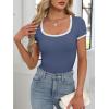 imageANRABESS Women Short Sleeve Tops Square Neck Ribbed Knit Color Block T Shirts Fitted Casual Summer 2026 Trendy Basic TeesDusty Blue