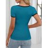 imageANRABESS Women Short Sleeve Tops Square Neck Ribbed Knit Color Block T Shirts Fitted Casual Summer 2026 Trendy Basic TeesLake Blue
