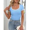 imageANRABESS Women Short Sleeve Tops Square Neck Ribbed Knit Color Block T Shirts Fitted Casual Summer 2026 Trendy Basic TeesLight Blue
