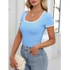 imageANRABESS Women Short Sleeve Tops Square Neck Ribbed Knit Color Block T Shirts Fitted Casual Summer 2026 Trendy Basic TeesLight Blue