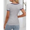 imageANRABESS Women Short Sleeve Tops Square Neck Ribbed Knit Color Block T Shirts Fitted Casual Summer 2026 Trendy Basic TeesLight Grey