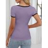 imageANRABESS Women Short Sleeve Tops Square Neck Ribbed Knit Color Block T Shirts Fitted Casual Summer 2026 Trendy Basic TeesLight Purple
