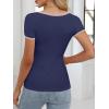 imageANRABESS Women Short Sleeve Tops Square Neck Ribbed Knit Color Block T Shirts Fitted Casual Summer 2026 Trendy Basic TeesNavy Blue