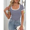 imageANRABESS Women Short Sleeve Tops Square Neck Ribbed Knit Color Block T Shirts Fitted Casual Summer 2026 Trendy Basic TeesNavy White Stripe