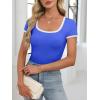 imageANRABESS Women Short Sleeve Tops Square Neck Ribbed Knit Color Block T Shirts Fitted Casual Summer 2026 Trendy Basic TeesRoyal Blue
