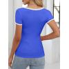 imageANRABESS Women Short Sleeve Tops Square Neck Ribbed Knit Color Block T Shirts Fitted Casual Summer 2026 Trendy Basic TeesRoyal Blue