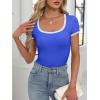 imageANRABESS Women Short Sleeve Tops Square Neck Ribbed Knit Color Block T Shirts Fitted Casual Summer 2026 Trendy Basic TeesRoyal Blue