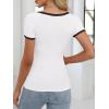 imageANRABESS Women Short Sleeve Tops Square Neck Ribbed Knit Color Block T Shirts Fitted Casual Summer 2026 Trendy Basic TeesWhite