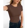 imageANRABESS Women Short Sleeve Tops Summer 2026 Double Lined Crewneck T Shirt Basic Tight Workout Tee Y2k ClothesBrown