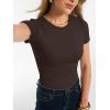 imageANRABESS Women Short Sleeve Tops Summer 2026 Double Lined Crewneck T Shirt Basic Tight Workout Tee Y2k ClothesCoffee
