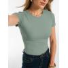 imageANRABESS Women Short Sleeve Tops Summer 2026 Double Lined Crewneck T Shirt Basic Tight Workout Tee Y2k ClothesLight Green