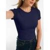 imageANRABESS Women Short Sleeve Tops Summer 2026 Double Lined Crewneck T Shirt Basic Tight Workout Tee Y2k ClothesNavy Blue