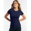 imageANRABESS Women Short Sleeve Tops Summer 2026 Double Lined Crewneck T Shirt Basic Tight Workout Tee Y2k ClothesNavy Blue