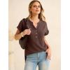 imageANRABESS Women Short Sleeve Waffle Knit Henley Shirts Casual Loose Summer Top High Low Slit TShirts Vacation ClothesBrown