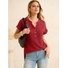 imageANRABESS Women Short Sleeve Waffle Knit Henley Shirts Casual Loose Summer Top High Low Slit TShirts Vacation ClothesRed