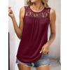 imageANRABESS Women Summer Lace Tank Tops 2026 Summer Sleeveless Loose Fit Curved Hem Flowy Shirts Dressy Casual Tunic BlouseBurgundy