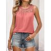 imageANRABESS Women Summer Lace Tank Tops 2026 Summer Sleeveless Loose Fit Curved Hem Flowy Shirts Dressy Casual Tunic BlouseCoral