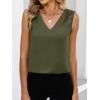 imageANRABESS Women Tank Tops Ruched Shoulder Dressy Blouse Business Casual Outfits Sleeveless V Neck Shirt Beach Vacation ClothesArmy Green
