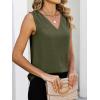 imageANRABESS Women Tank Tops Ruched Shoulder Dressy Blouse Business Casual Outfits Sleeveless V Neck Shirt Beach Vacation ClothesArmy Green