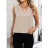 imageANRABESS Women Tank Tops Ruched Shoulder Dressy Blouse Business Casual Outfits Sleeveless V Neck Shirt Beach Vacation ClothesParchment