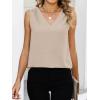 imageANRABESS Women Tank Tops Ruched Shoulder Dressy Blouse Business Casual Outfits Sleeveless V Neck Shirt Beach Vacation ClothesParchment