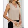 imageANRABESS Women Tank Tops Ruched Shoulder Dressy Blouse Business Casual Outfits Sleeveless V Neck Shirt Beach Vacation ClothesParchment