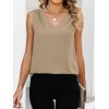imageANRABESS Women Tank Tops Ruched Shoulder Dressy Blouse Business Casual Outfits Sleeveless V Neck Shirt Beach Vacation ClothesYellow Khaki