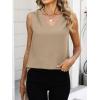 imageANRABESS Women Tank Tops Ruched Shoulder Dressy Blouse Business Casual Outfits Sleeveless V Neck Shirt Beach Vacation ClothesYellow Khaki