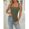 imageANRABESS Women Tank Tops Square Neck Sleeveless Summer Slim Fit Shirts Knit Basic Tee Undershirts 2026 Beach Vacation ClothesArmy Green