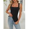 imageANRABESS Women Tank Tops Square Neck Sleeveless Summer Slim Fit Shirts Knit Basic Tee Undershirts 2026 Beach Vacation ClothesBlack