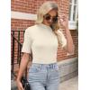 imageANRABESS Women Tops Mock Neck 12 Short Sleeve Slim Fit Basic Tee Shirts Dressy Work Business 2026 Summer Fall Casual OutfitsApricot
