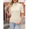 imageANRABESS Women Tops Mock Neck 12 Short Sleeve Slim Fit Basic Tee Shirts Dressy Work Business 2026 Summer Fall Casual OutfitsApricot