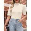 imageANRABESS Women Tops Mock Neck 12 Short Sleeve Slim Fit Basic Tee Shirts Dressy Work Business 2026 Summer Fall Casual OutfitsApricot